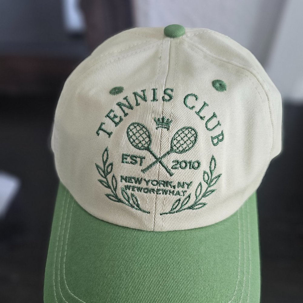 NWT WeWoreWhat Women’s Tennis Club Cotton Hat Court Green & Wheat OS - Picture 4 of 9
